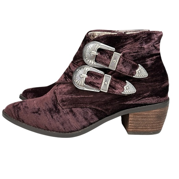 Band of Gypsies Velvet Booties Jericho boot burgundy deep purple sz 6.5 - Picture 1 of 7